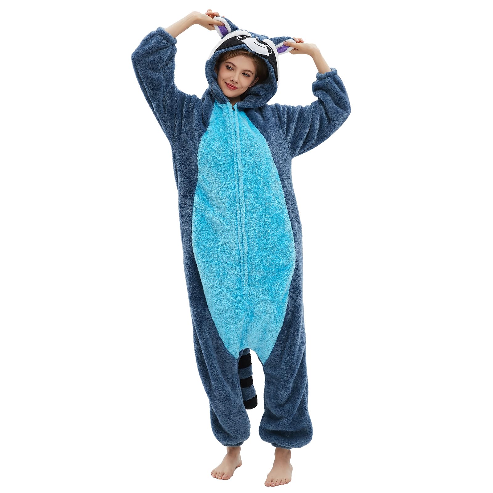 DELEYUnisex One Piece Costume Pajamas Animal Adult Onesie Halloween Cosplay Pajamas for Women and Mens Sleepwear