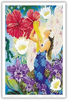 A Lei Of Aloha - Hawaiian Hula Dancer - From an Original Color Painting by Warren Rapozo - Master Art Print (Unframed) 6in x 9in