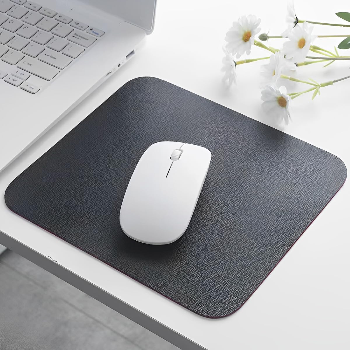 BenQuand PVC Leather Mouse Pad/25CM*21CM Non-Slip Double Side Mouse Pads/Waterproof Gaming Mouse Pad for Computers,Laptop,Office & Home (Black)