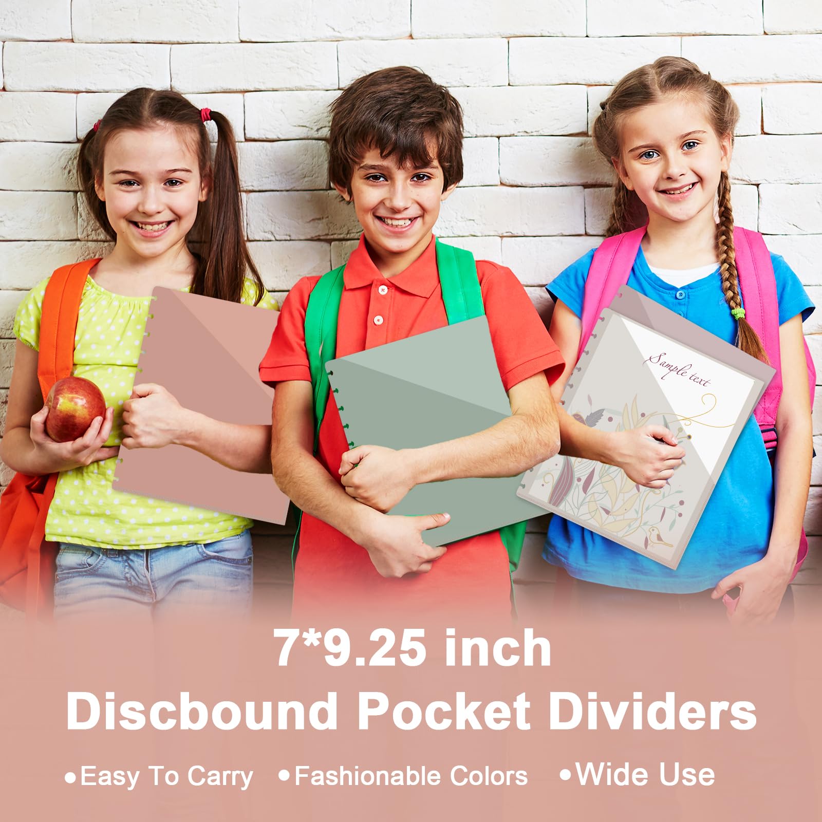 8 divisores de disco con bolsillo de 7 x 9.25 pulgadas, separadores de planificador de 9 discos, insertos de índice de plástico para carpeta, hogar, oficina, escuela (Morandi)