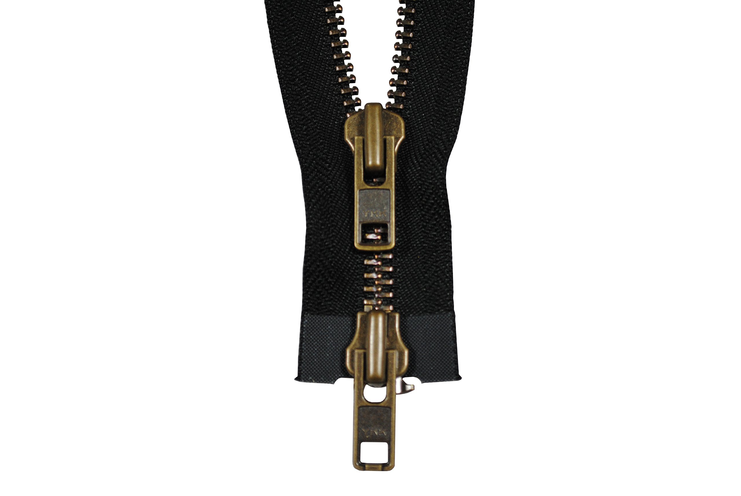 Fermeture éclair solide en métal - Séparable - 8 mm - Double curseur - 75 cm - Noir