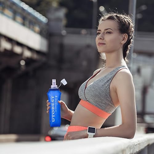 Miniatura 5 de UTOBEST Soft Flask, paquete de 2 botellas suaves para correr, 16.9 fl oz, botella plegable de TPU, botella plegable portátil de mano para viajes,