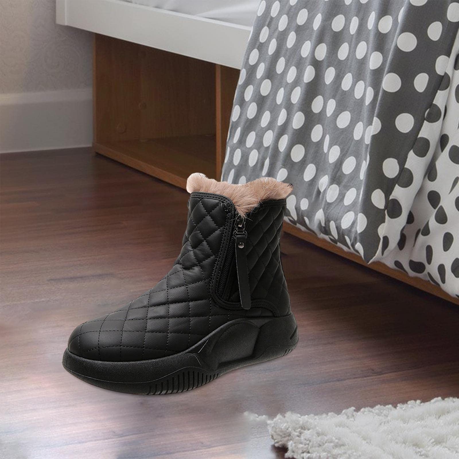 kowaku Bottes D'hiver Antidérapantes, Chaudes, à Semelle épaisse, Fermeture éclair, Confortables et Imperméables, Idéales pour La Randonnée, noir, 37