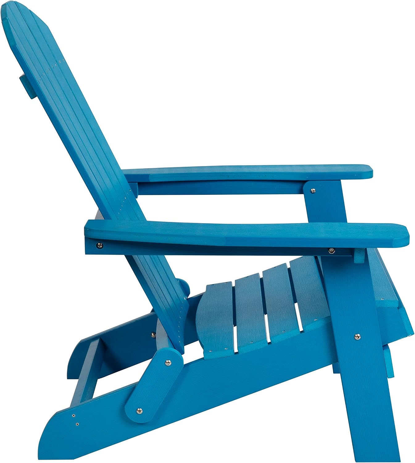 Flash Furniture Charlestown Commercial 2 Folding Chairs and Side Table Adirondack Set - Blue Poly Resin - Weather Resistant