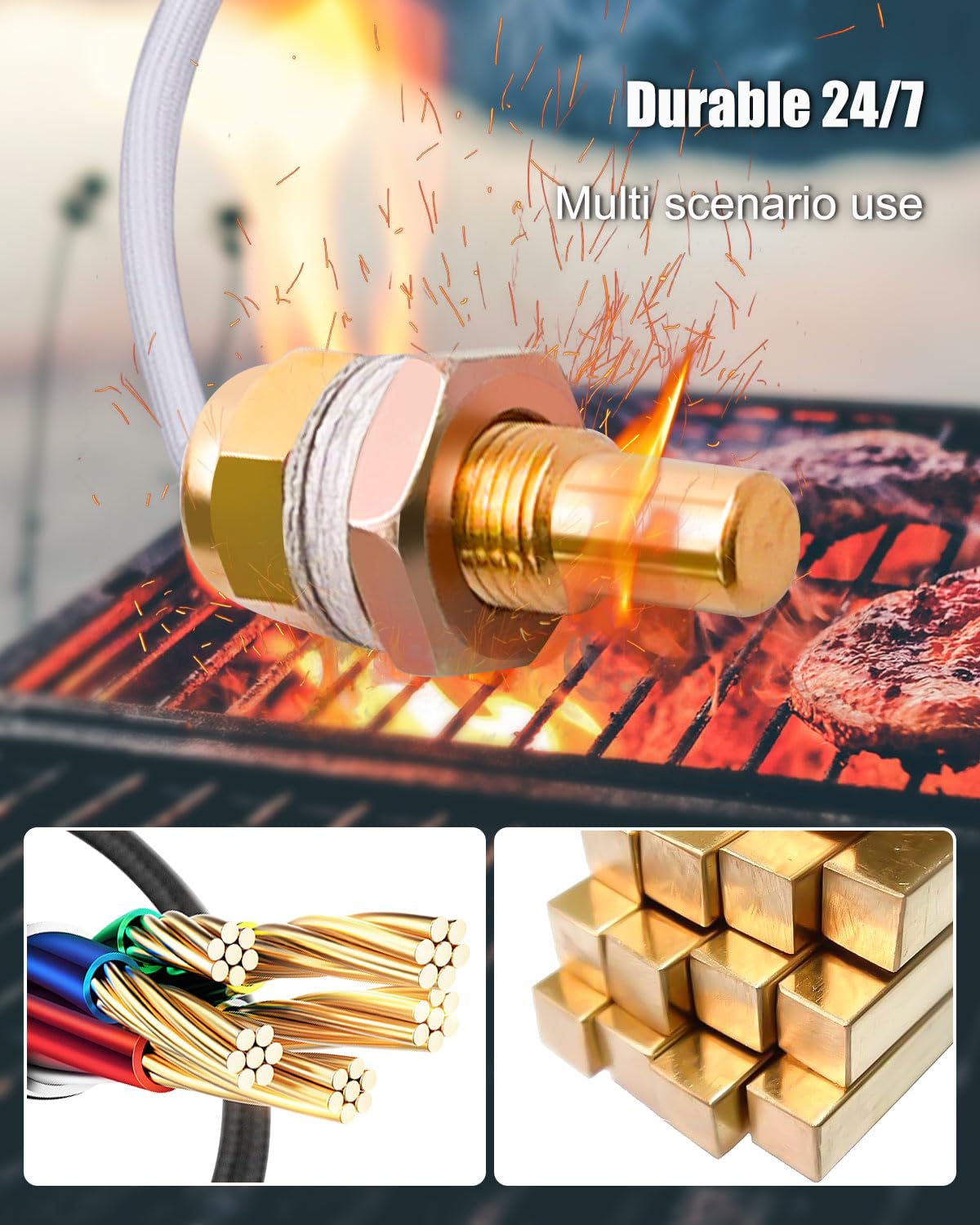 12Volts Thermal Sensor Fit for Green Mountain Daniel Boone Ledge Jim Bowie Peak Grills, Grill Heat Thermal Temp Sensor