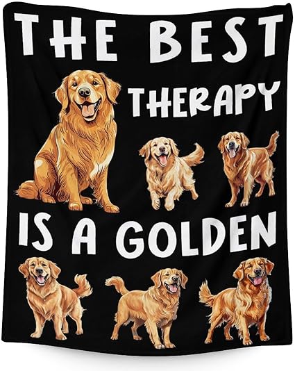 Golden Retriever Blanket - 40x50 Inches Size for Girls, Boys - Soft Fluffy Throw for Travel, Office - Black Funny Fuzzy Gifts