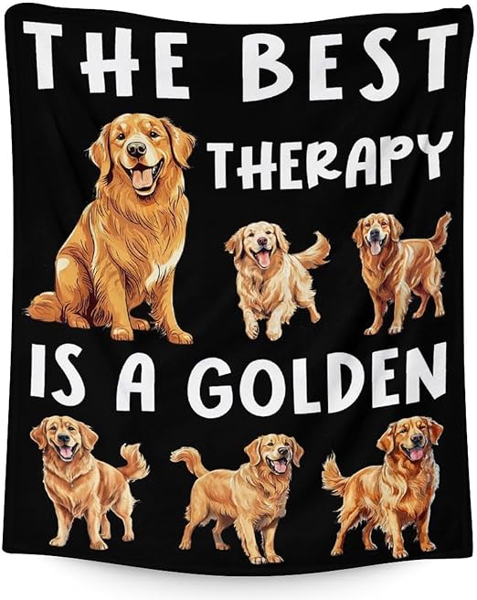 Golden Retriever Blanket - 40x50 Inches Size for Girls, Boys - Soft Fluffy Throw for Travel, Office - Black Funny Fuzzy Gifts