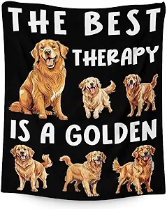 Golden Retriever Blanket - 40x50 Inches Size for Girls, Boys - Soft Fluffy Throw for Travel, Office - Black Funny Fuzzy Gifts