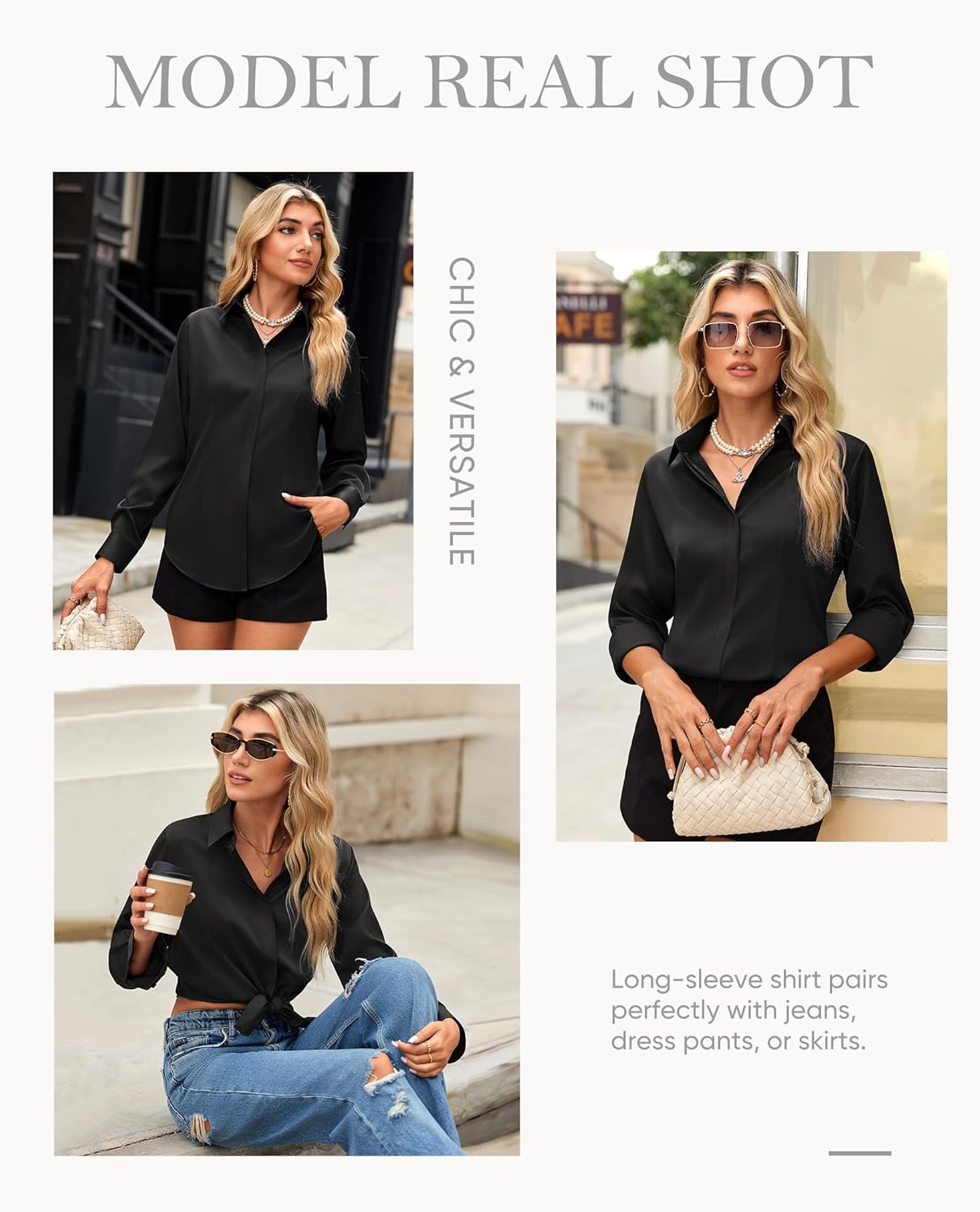 siliteelon Button Down Shirts for Women: Classic Fit Stain Resistant Long Sleeve Dress Shirt Wrinkle Free Business Office - Image 5