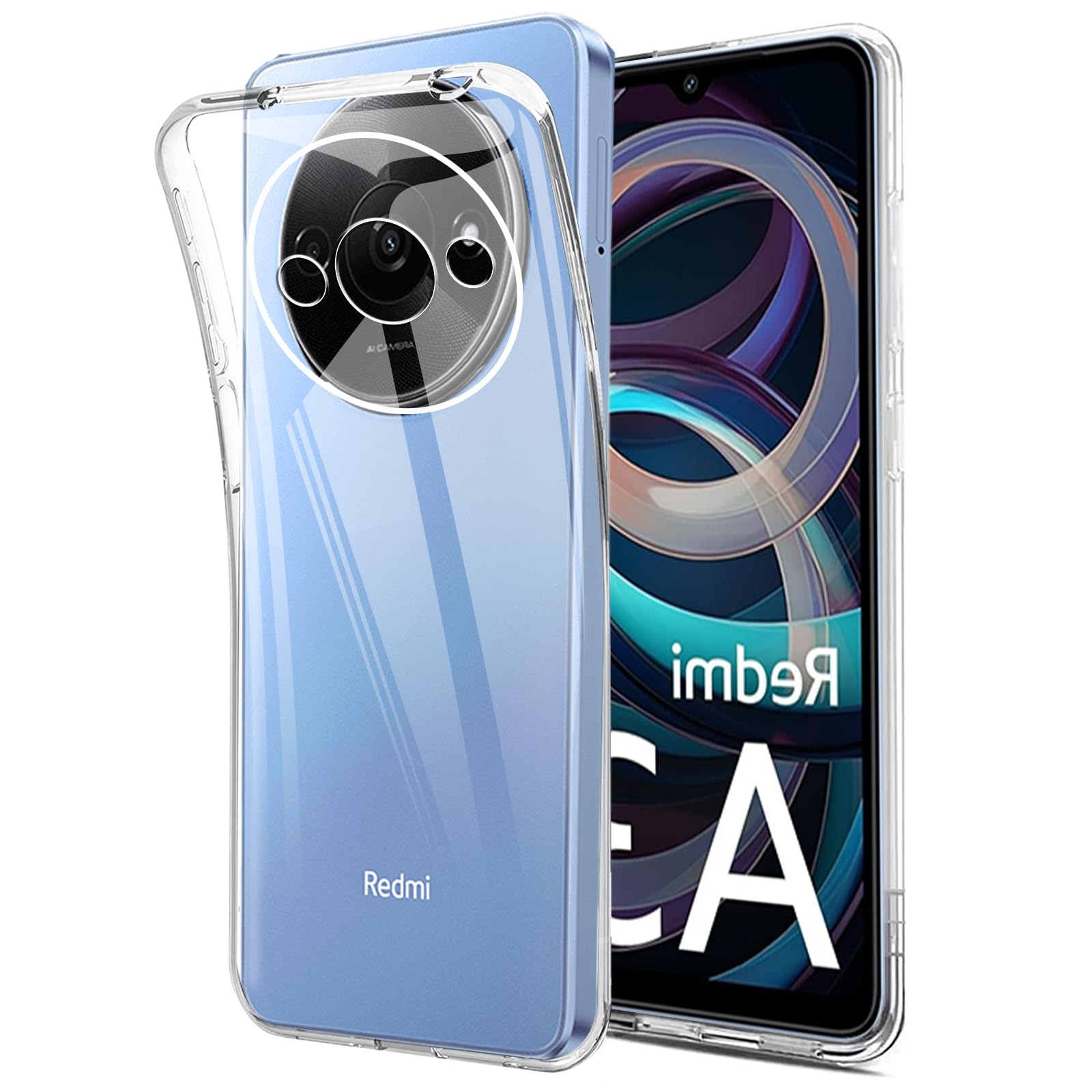 oakxco Cover in Silicone per Xiaomi Redmi A3/ A3X, Gel di Gomma Telefono di Protezione Custodia, Morbida Ultra Sottile Opaco TPU Fotocamera Protezione Antiurto Custodia, Viola Chiaro