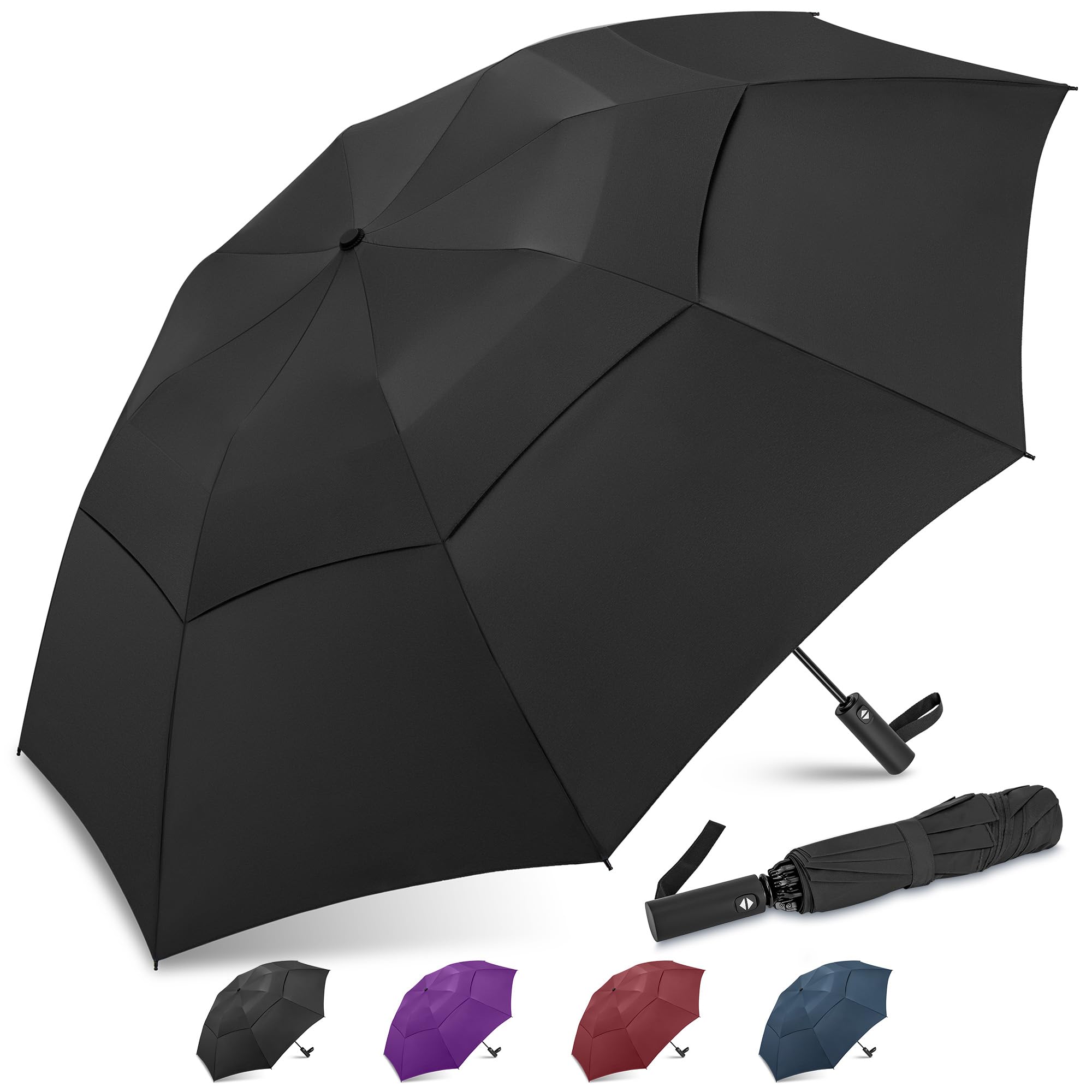 ZOMAKEGolf Umbrella Windproof and Rainproof 54/62in, Compact Large Umbrella, Big Folding Golfing Brolly Windproof Strong Double Canopy Unbreakable for Men WomenGlobal Recycled StandardGlobal Recycled StandardGlobal Recycled Standard