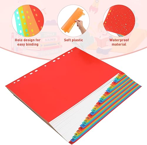 Miniatura 9 de Ciieeo 4 juegos a4 divisor de índice perforado cuaderno de color carpetas de archivos de letras pestañas del alfabeto, separador de fichas de índice