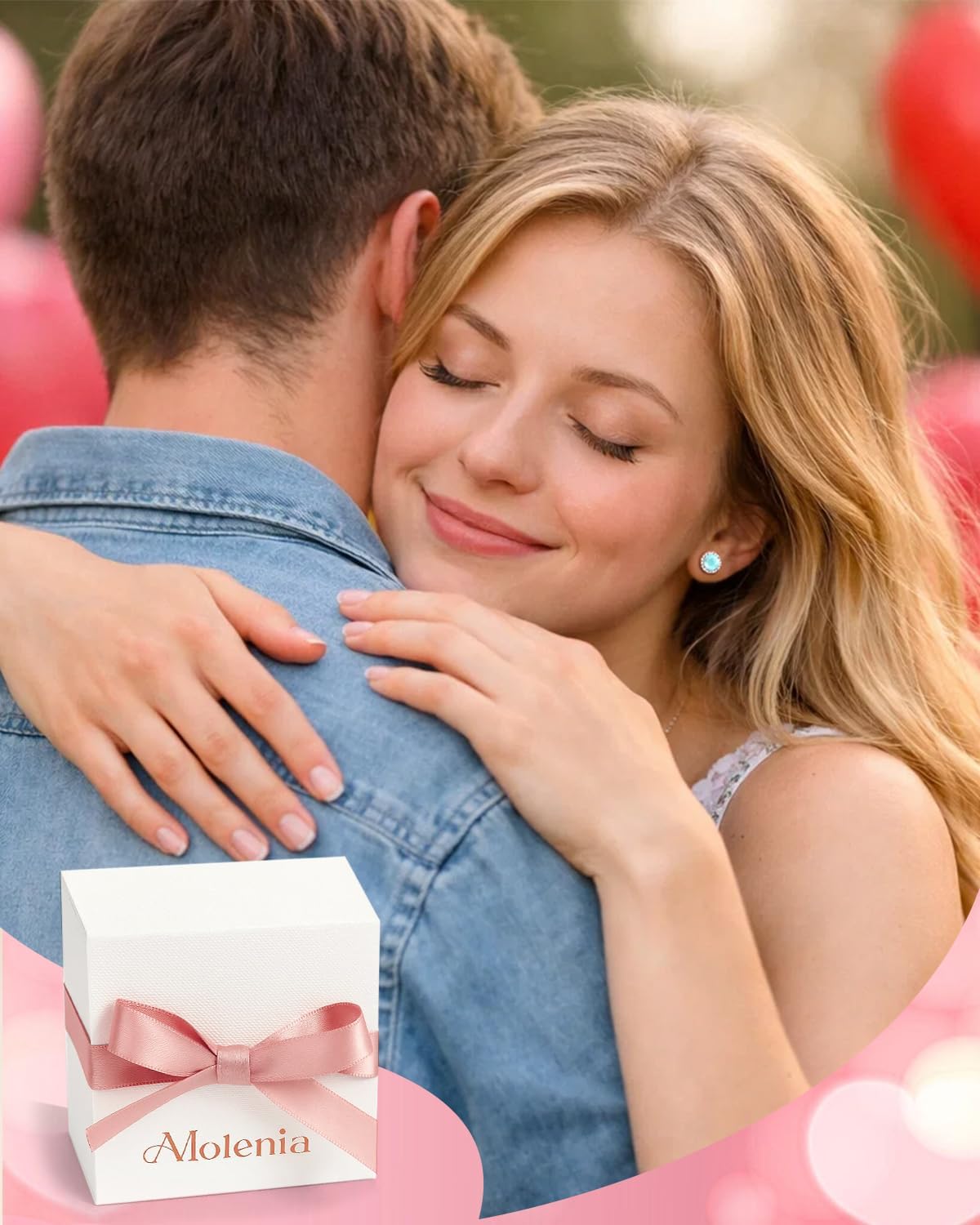 Birthstone Stud Earrings for Women, 18K White Gold Plated Halo Studs Pave CZ Earring Hypoallergenic, 925 Silver Personalized Birthday Jewelry Mother's Day Gift for Wife Girlfriend Mom Daughter