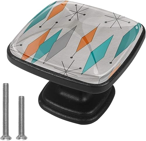 4 pomos de gabinete de mediados de siglo, modernos tiradores de cajón de diamante para cocina, armario, baño, tocador, cuadrados (1.181 in)