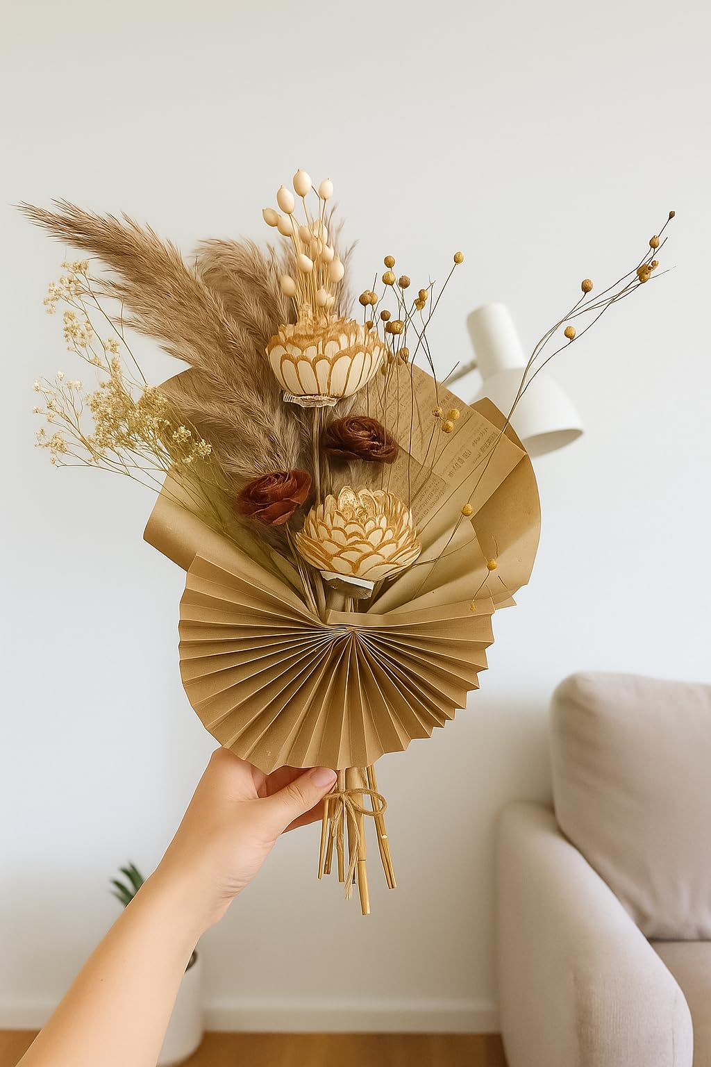 Boho Set Dried Flower Bouquets | Small Bottle Arrangements | Table Decorations | Letter Box Gifts | Artificial Crochet Flower Bouquet/Artificial Flowers Bunch/ Flowers Bouquet Gift-image-38