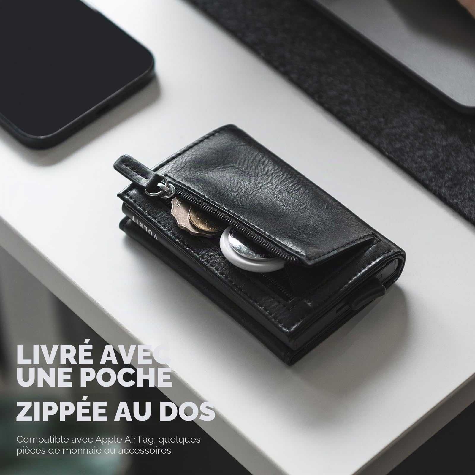 VULKIT Porte-Cartes de Crédit Homme Porte Carte Bancaire en Cuir RFID Portefeuille Pop Up avec 3 Emplacements for Cartes & Billets…