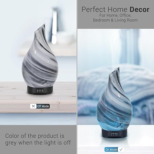 Miniatura 2 de Difusor de aceite esencial de 41fl oz con difusor ultrasónico de aromaterapia con vidrio hecho a mano sin BPA sin agua apagado automático ajuste de