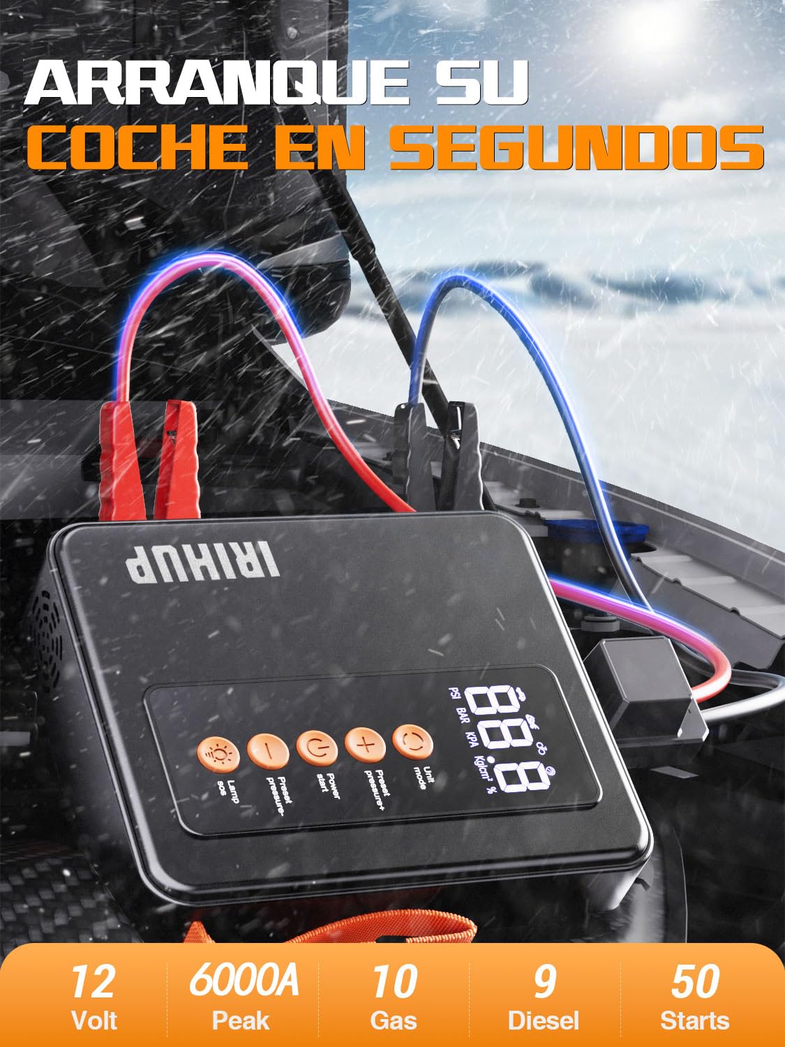 Arrancador de Coche con compresor de Aire 150PSI 6000A