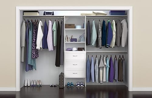 Miniatura 4 de ClosetMaid SuiteSymphony - Kit organizador de armario de madera con torre, 3 barras para colgar, estantes superiores, 3 cajones, ajustable, se