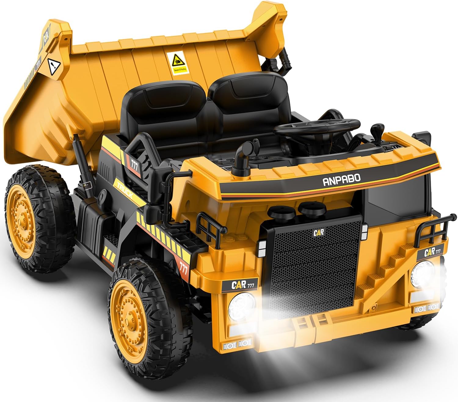ANPABO Ride on Dump Truck, Ride on Car with Remote Control, Electric Dump Bed and Extra Shovel, Ride on Construction Vehicle with Music Player, Key Start for Safety, Ideal Gift for Kids