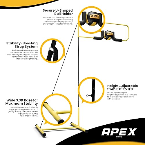 Miniatura 3 de Entrenador de Remate de Voleibol – Estación de Práctica Individual Ajustable para Golpear y Rematar – Base Duradera de 25 libras, Fácil Recarga de