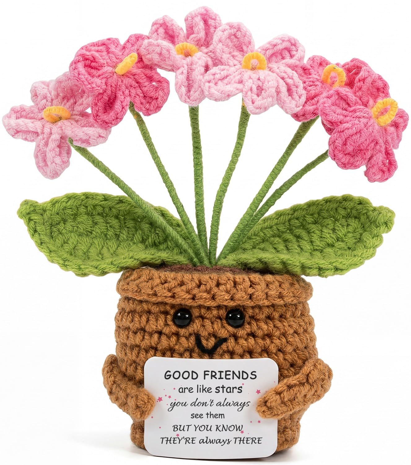 Aruigu Friendship Gifts for Women Forget Me Not Crochet Flowers Funny Small Christmas Birthday Gift for Women Personalized Friends,Colleague,Bestie Galentines Gift Cute Stuff Desk Accessories — image 1