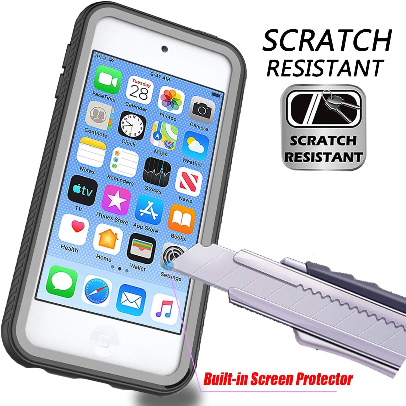 iPod Touch 7th/6th/5th Generation Case, iPod Touch Case Shockproof with Build in Screen Protector Heavy Duty Hybrid Armor Rugged Cover for Apple iPod Touch 5/6/7th Generation