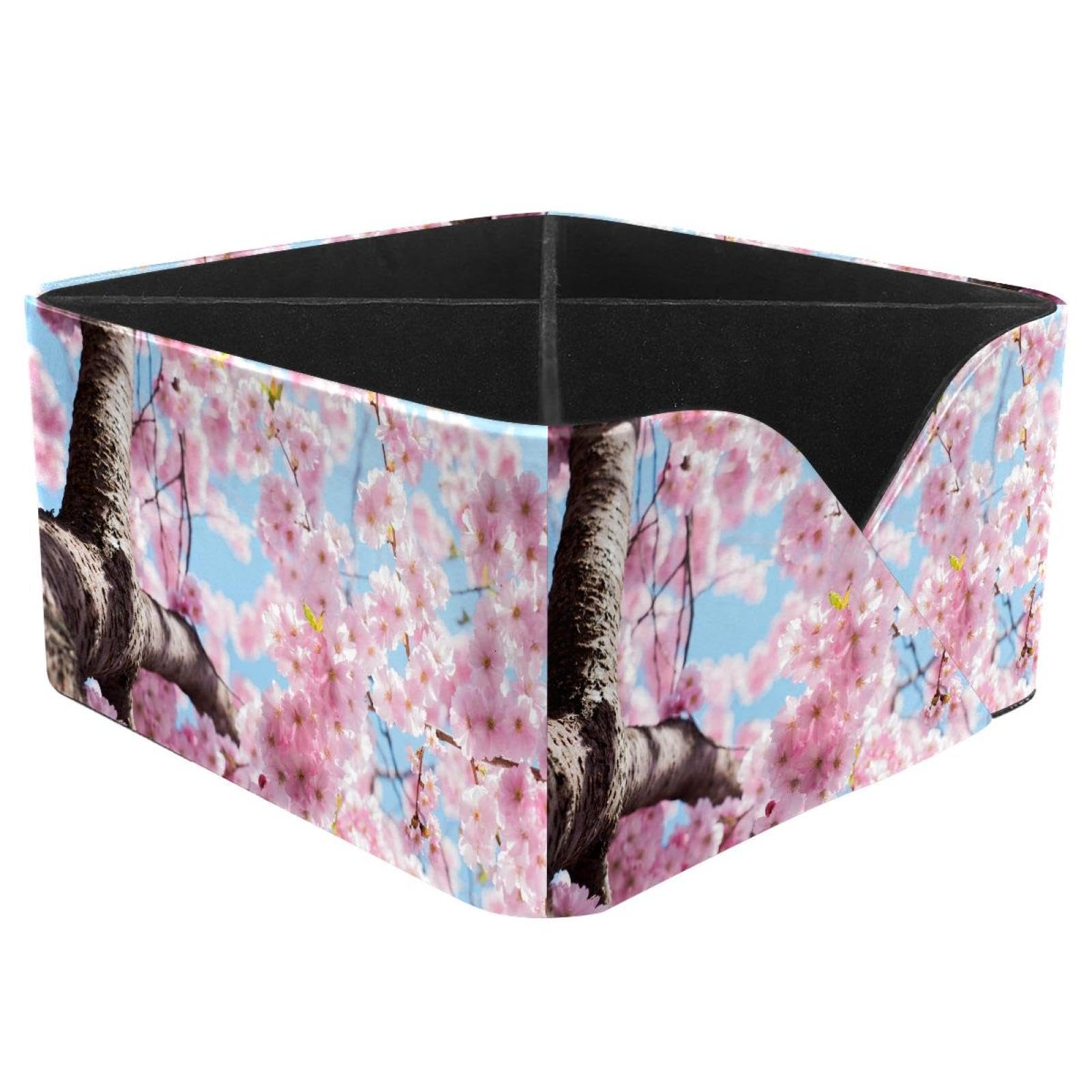 KengjuTesu Cherry Blossom Desktop Organizer Pen Holder, Rectangular Pencil Cup for Office, Study and Makeup Stations