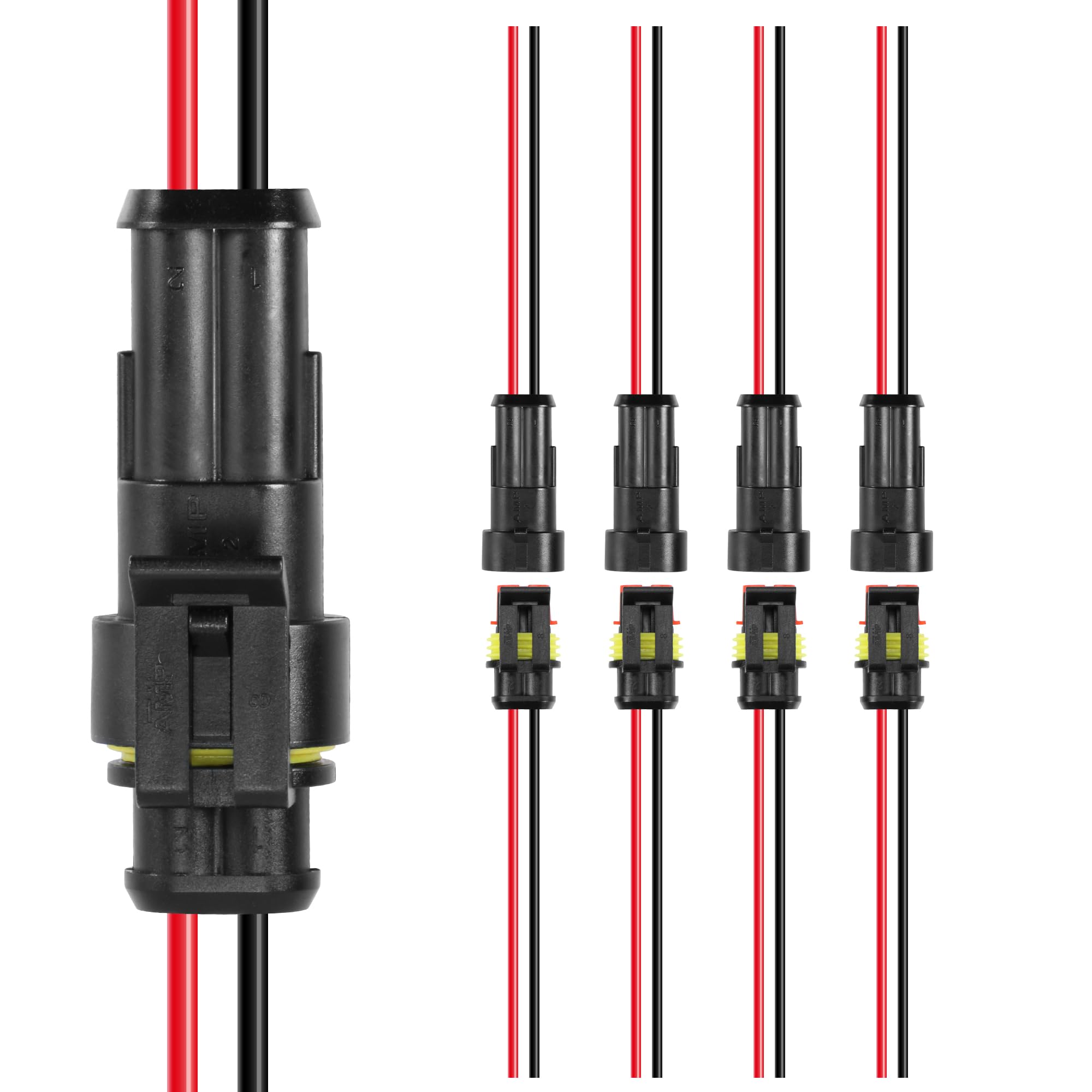 RDBS 5 Kit 2 Pin Electrical Wire Connectors 2 Way Waterproof Male and Female Plug for Car Truck, Motorcycles Marine Boat and Other Wire Connection