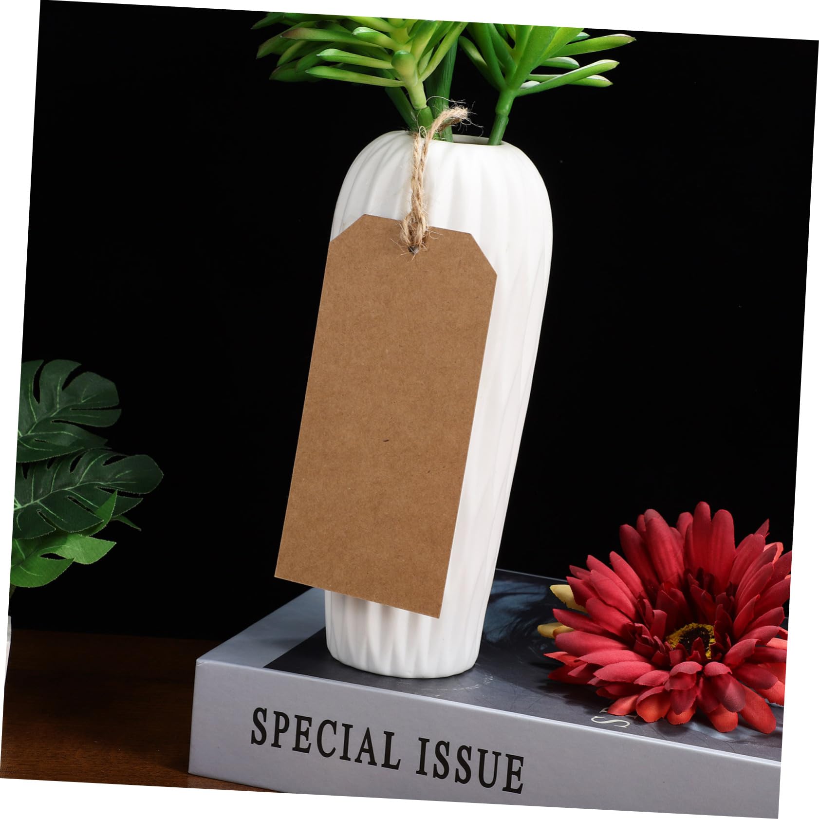 LIFKOME Elegant Kraft Tags Wire Labels Pcs Blank Paper Tag Wire Labels for Handmade Items