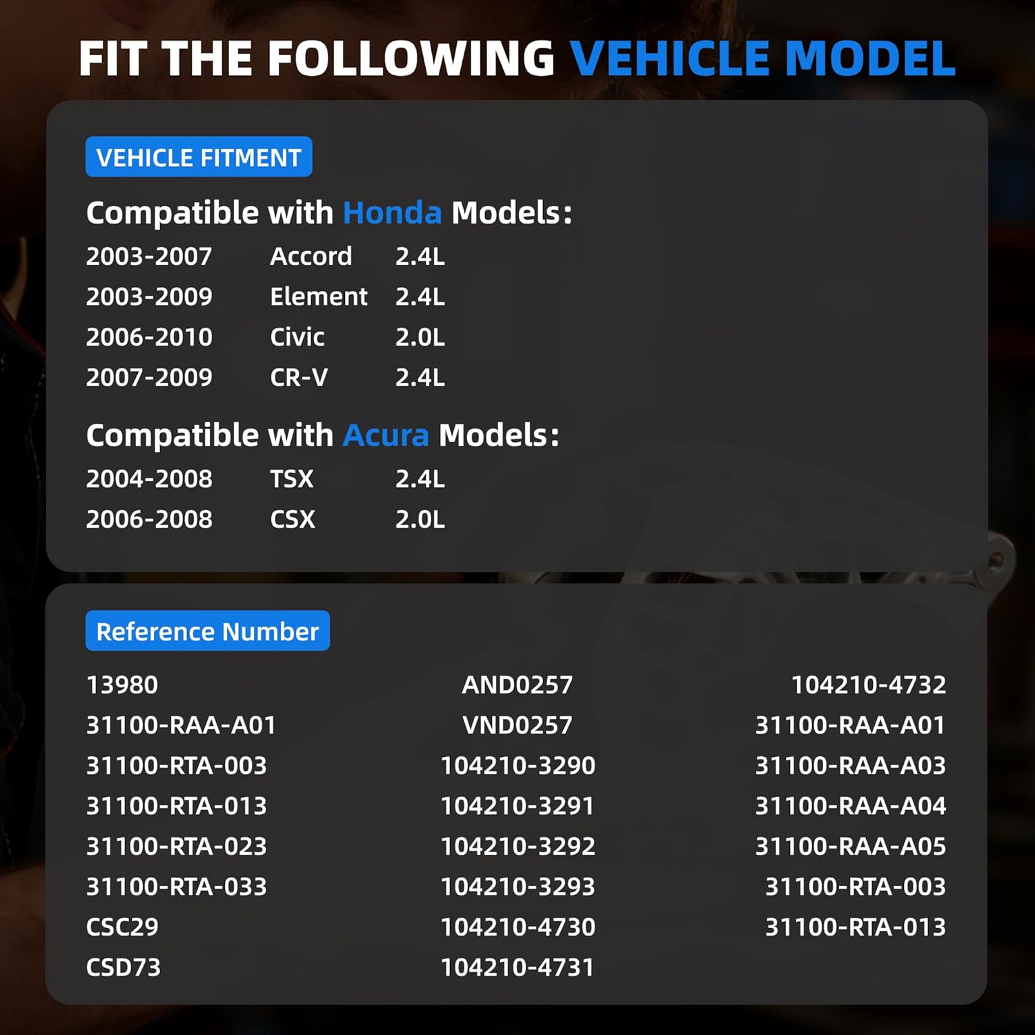 13980 Alternator Compatible with Acura CSX 2006-2008, Acura TSX 2004-2008, Honda Element 2003-2009, Accord 2003-2007, Automotive Replacement Alternators CSC29, 1042104732