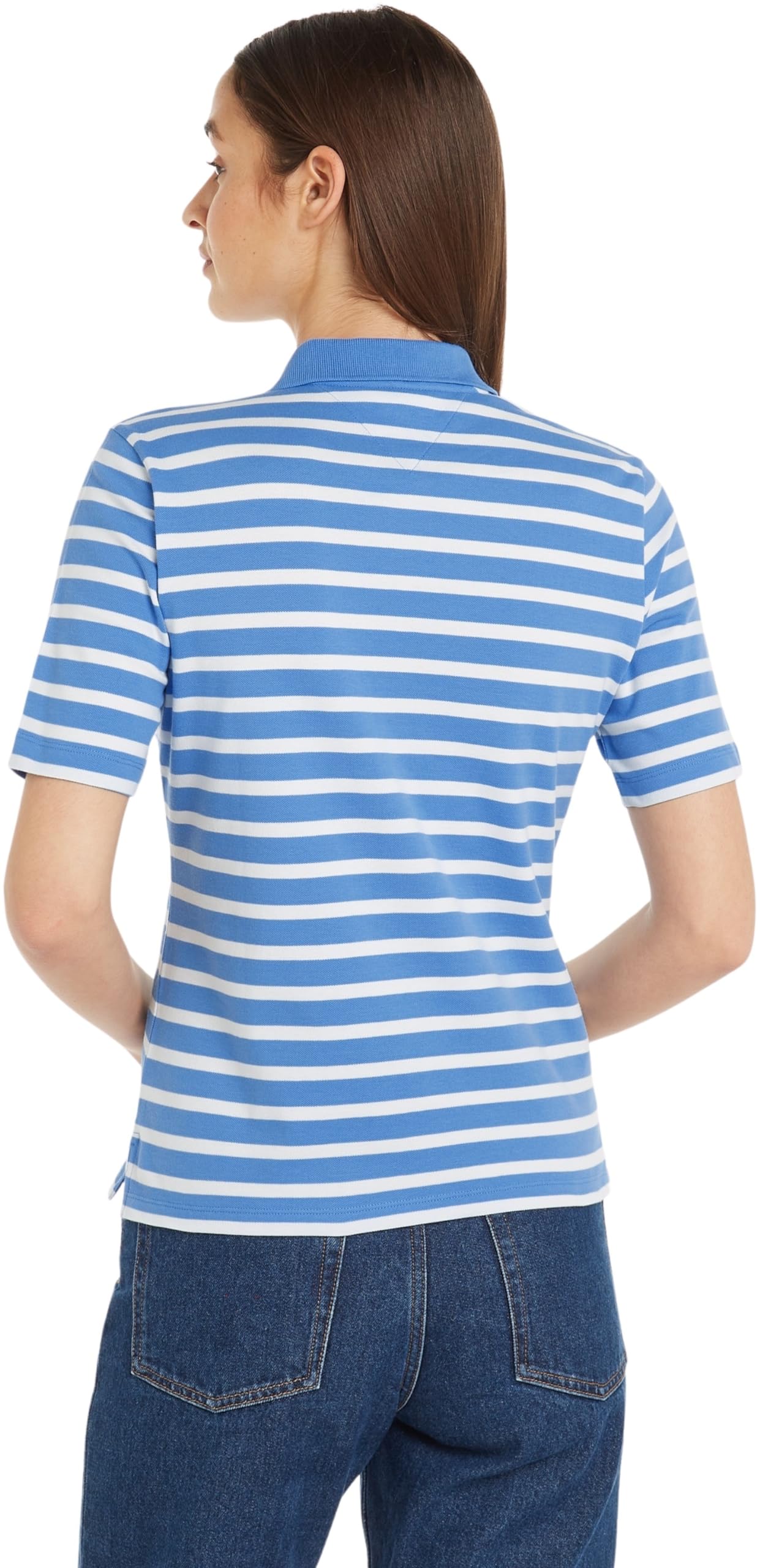 Tommy Hilfiger Damen Poloshirt Kurzarm 1985 Pique Stripe Polo Regular Fit, Mehrfarbig (Breton Ecru/Blue Spell), XS – Ansicht 2