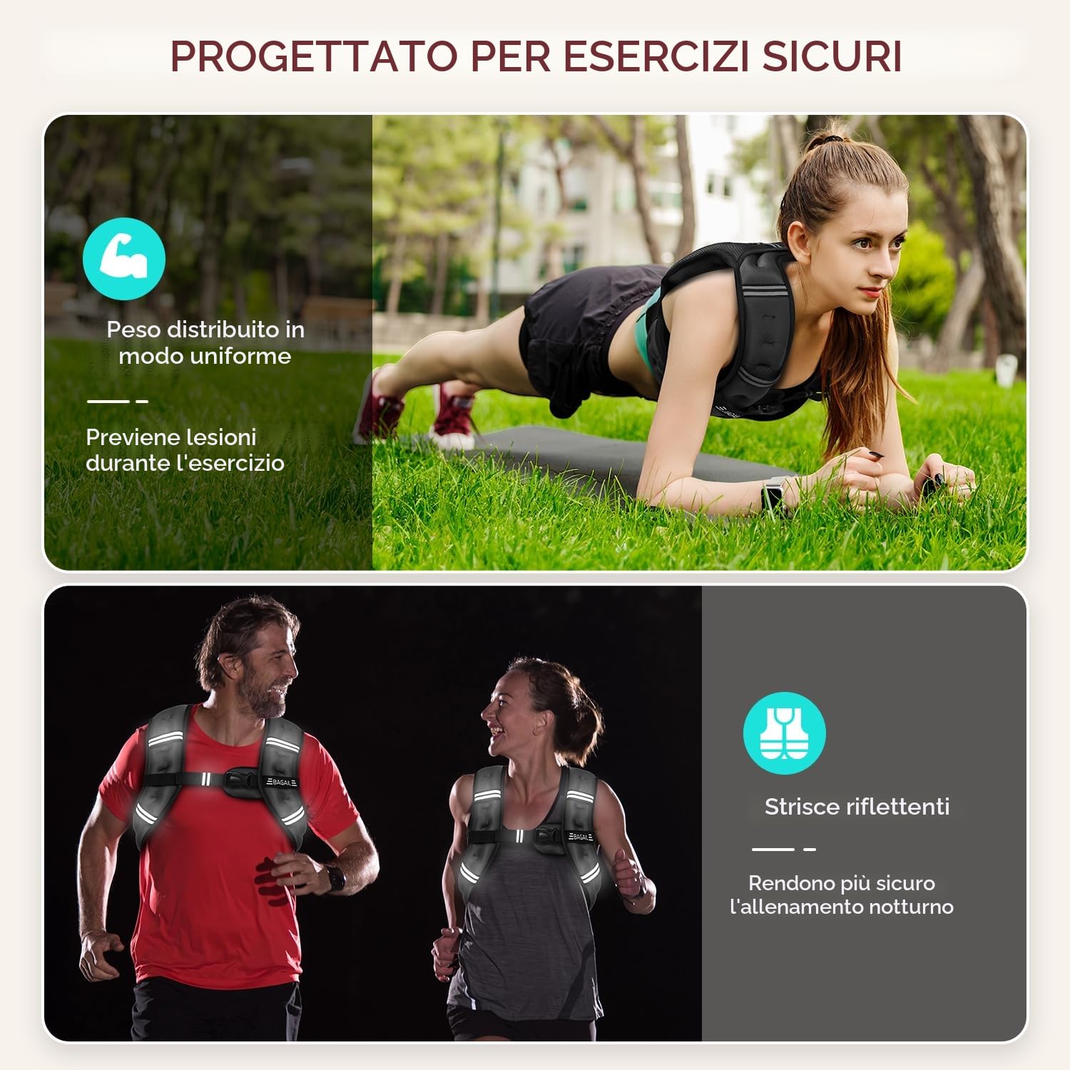 Bagail Gilet Appesantito Per l'Allenamento Della Forza, Misura Del Busto Regolabile, Comoda Tasca, Gilet Appesantito Con Sabbia di Ferro, Ideale per la palestra, lo yoga e l'aerobica
