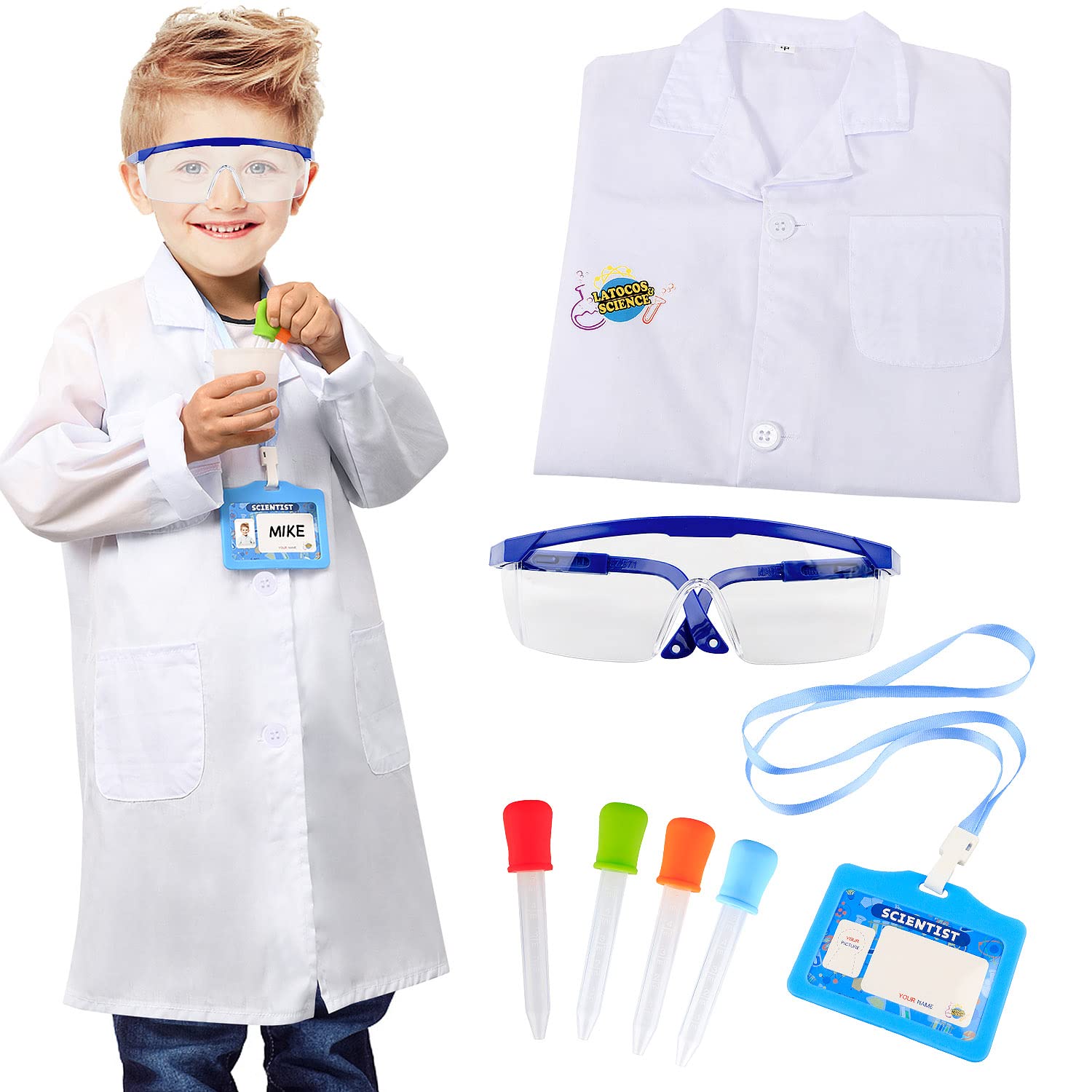 Photo 1 of Lab Coat for Kids Scientist Costume Dress Up and Role Play Toys for Science Projects and Experiments for Kids Ages 4-10