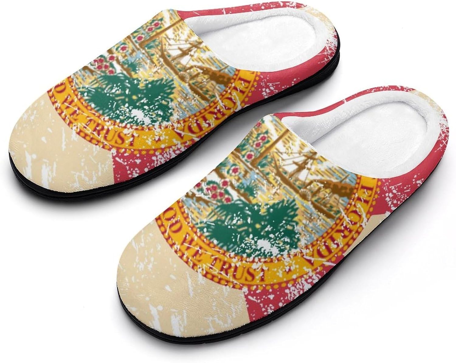 Florida State Flag Women's House Slippers Memory Foam Warm Shoes Spa Rubber Sole Indoor Outdoor