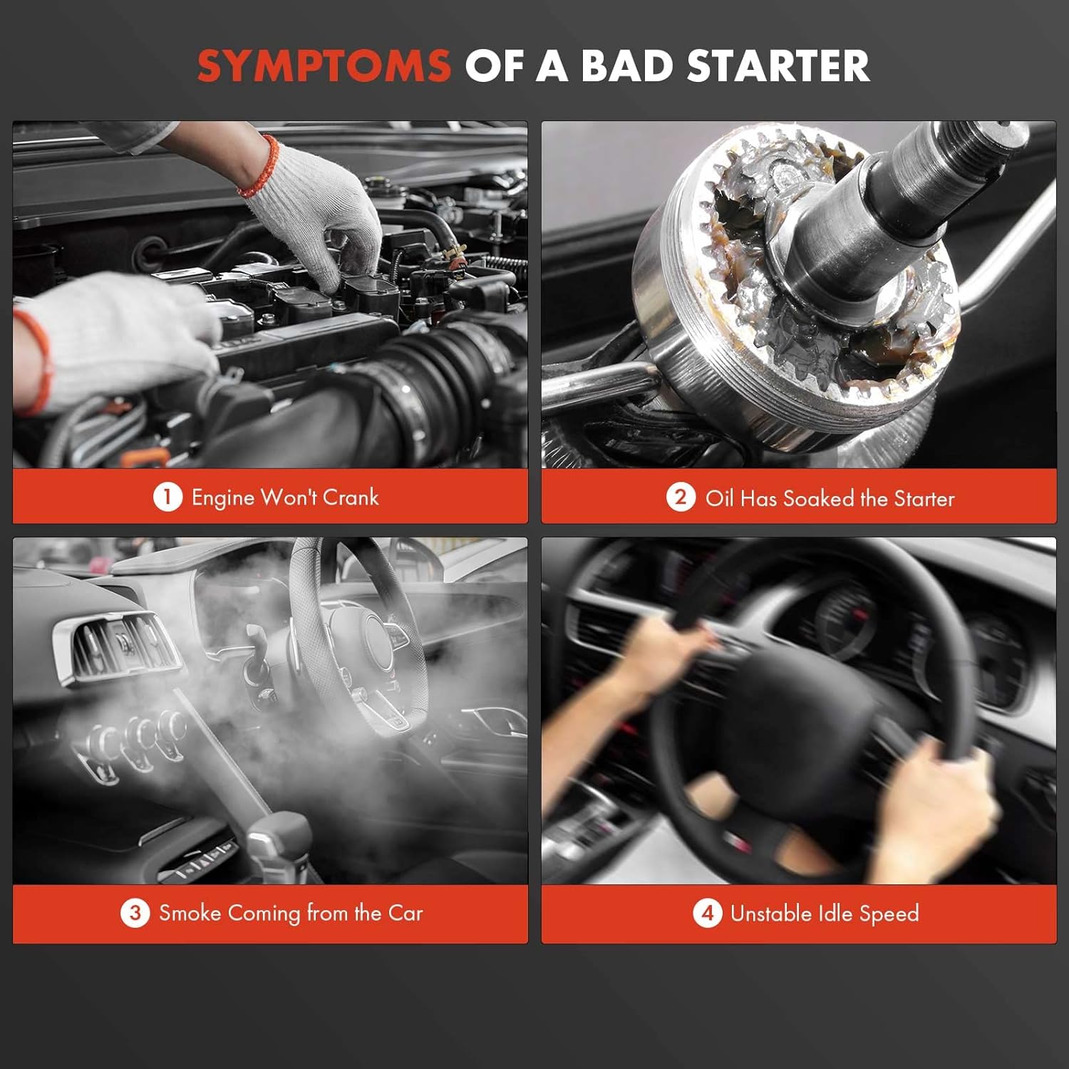 A-Premium Starter Motor Compatible with Kalmar AC & Komatsu & Mitsubishi & Caterpillar Ag. & Ind., K21 K25 K15 Engine, 12V 1.2KW 9 Teeth Clockwise, Replace# 23300-F4U010, 23300-GS20A, 23300-GS20B