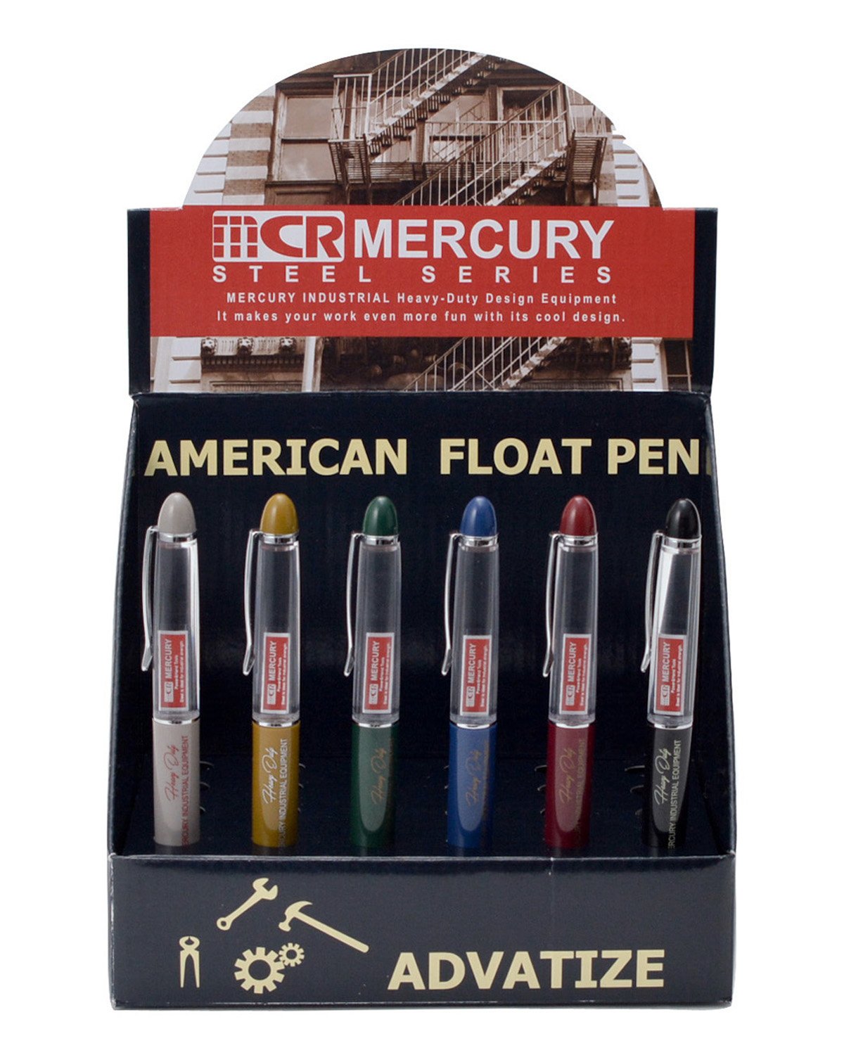 Mercury MEFLPEBO Ballpoint Pen Logo Floating Ballpoint Pen Box Set of 24 Black x Burgundy x Green x
