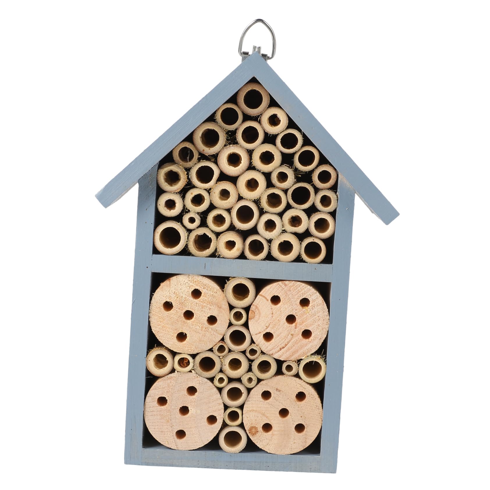 Happyyami Casetta per Insetti in Legno e Ferro Color Blu, da Appendere, Rifugio per Api Invernali per Giardino e Spazi Esterni