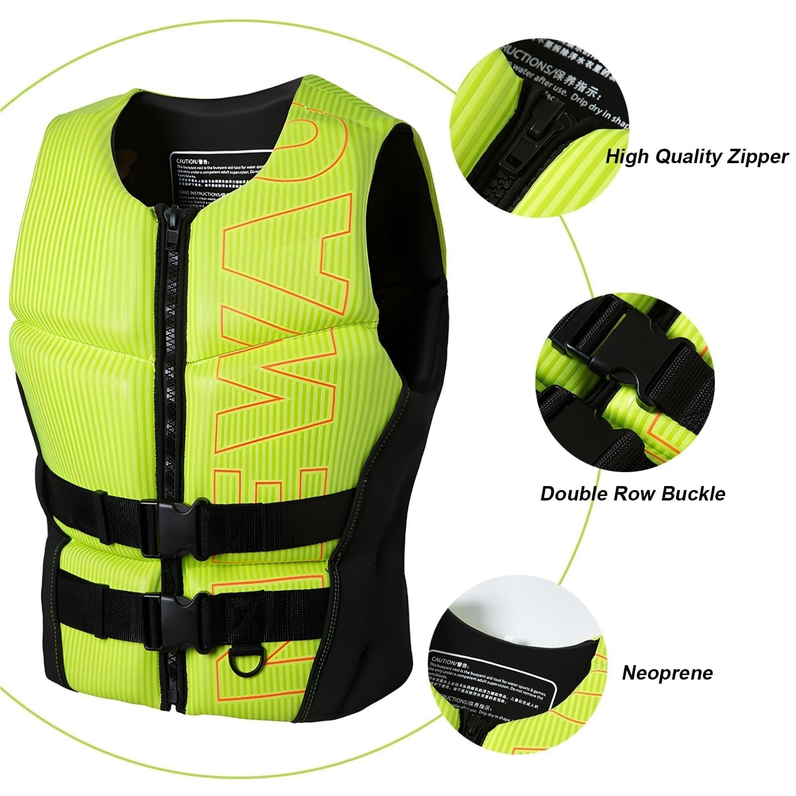 Gilet de Sauvetage Réglable en Néoprène for Adultes, équipement de sécurité léger for la Natation, Le Kayak, la pêche, Le Bateau et la Natation(Blue,M)