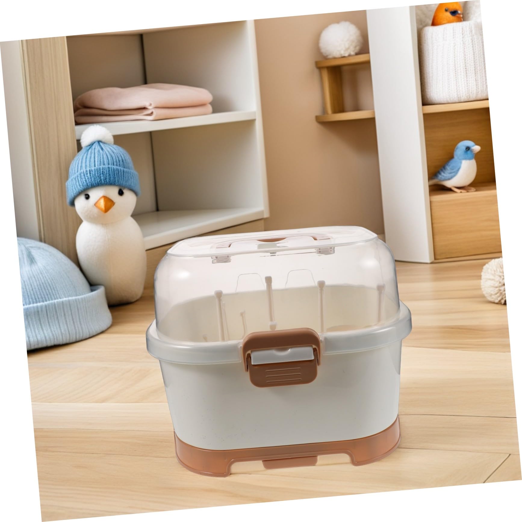YARNOW Boîte de Rangement pour Biberons avec Égouttoir Support de Séchage Portable pour Biberons et Couverts Organisateur de Vaisselle pour Cuisine