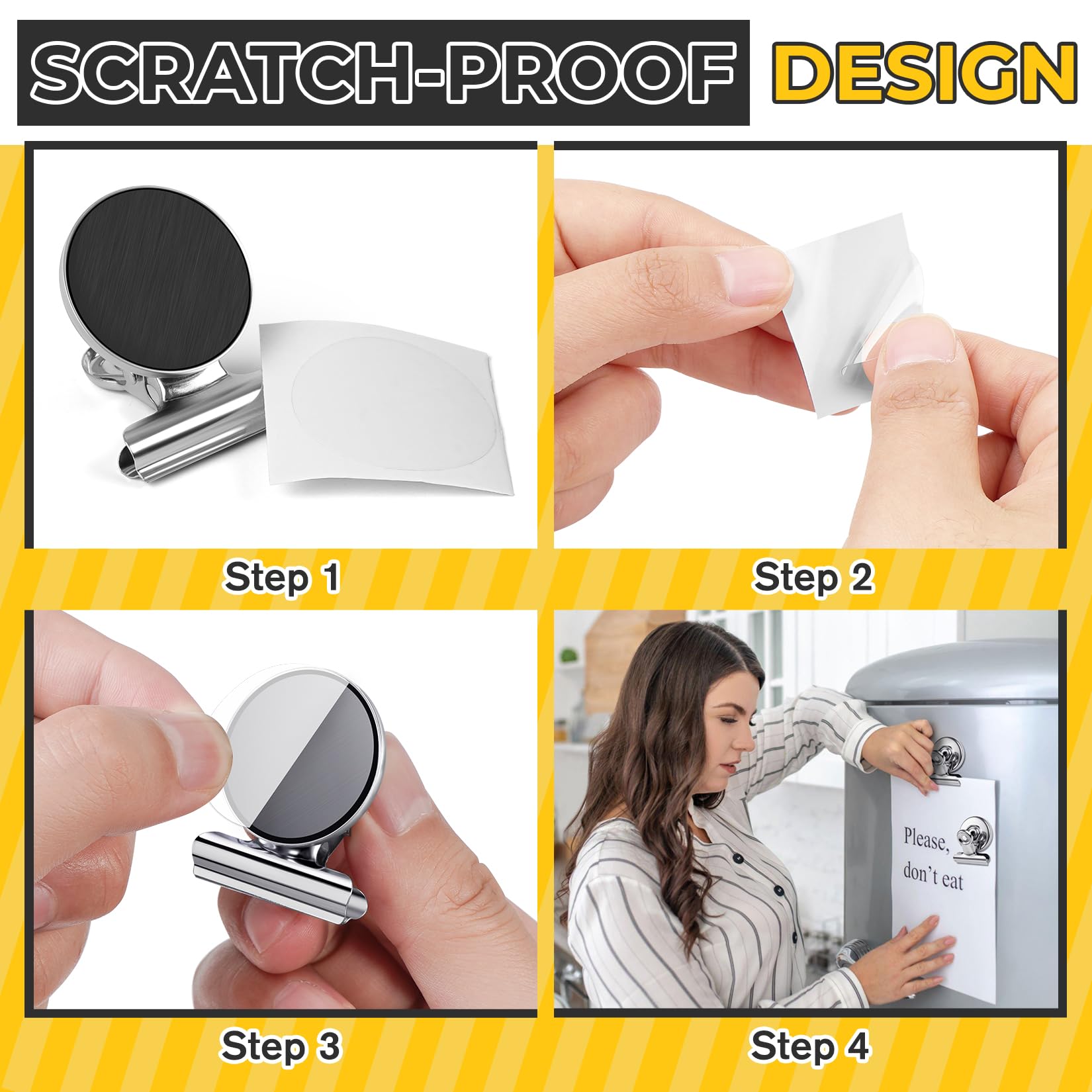 Snapklik.com : Junarter 60 Pack Magnetic Clips Heavy Duty, Silver ...