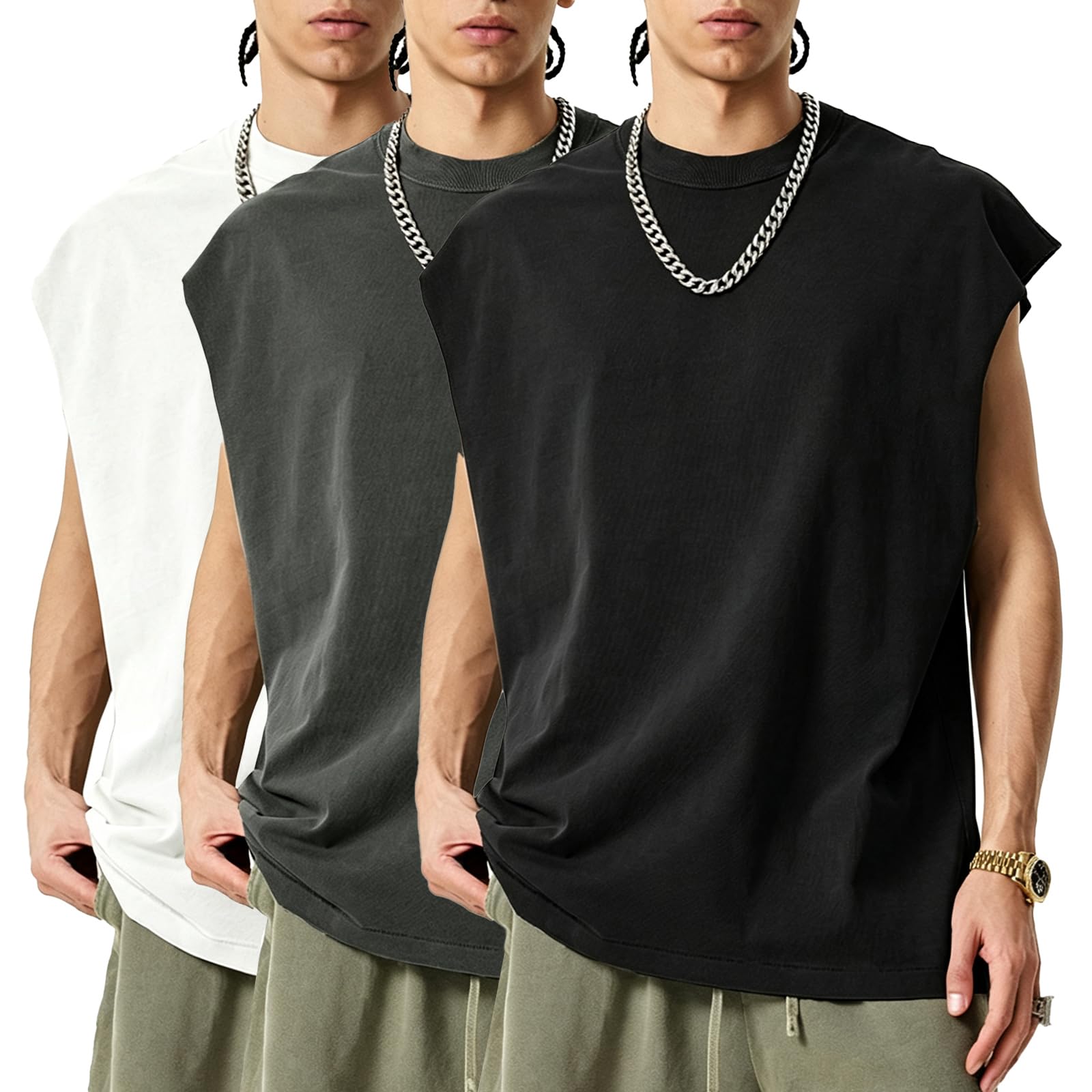 Herren Tank Top Gym Sommer ärmellose Baggy T-Shirts Oversize Muskelshirts Sleeveless Funktionsshirt für Männer