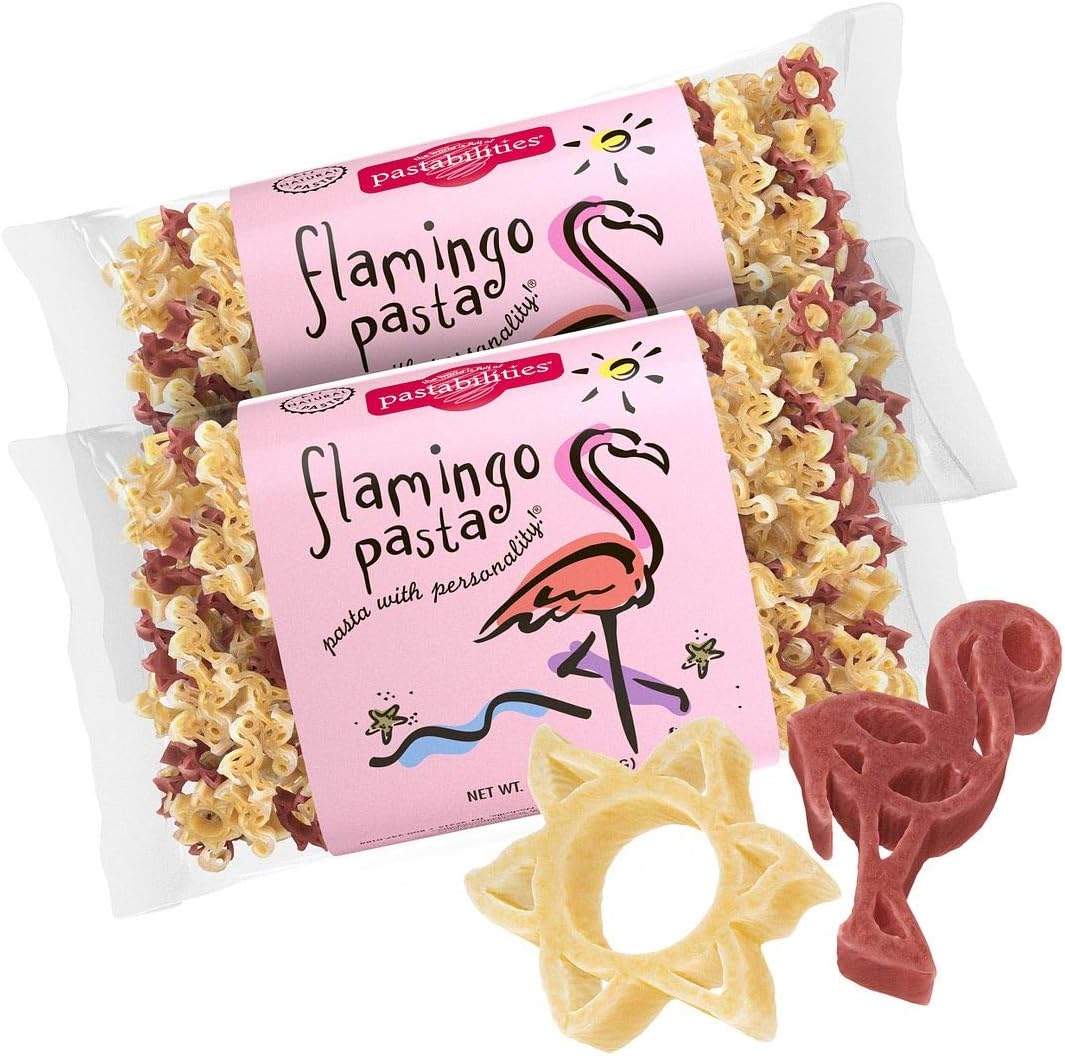 Pastabilities Fun Shaped Pasta for Kids - Flamingo Pasta - Sunshine and Flamingo Animal Theme, Non-GMO Natural Wheat Pasta, All-Natural, Kosher Certified, Made in the USA, (2 Pack,14 Oz)