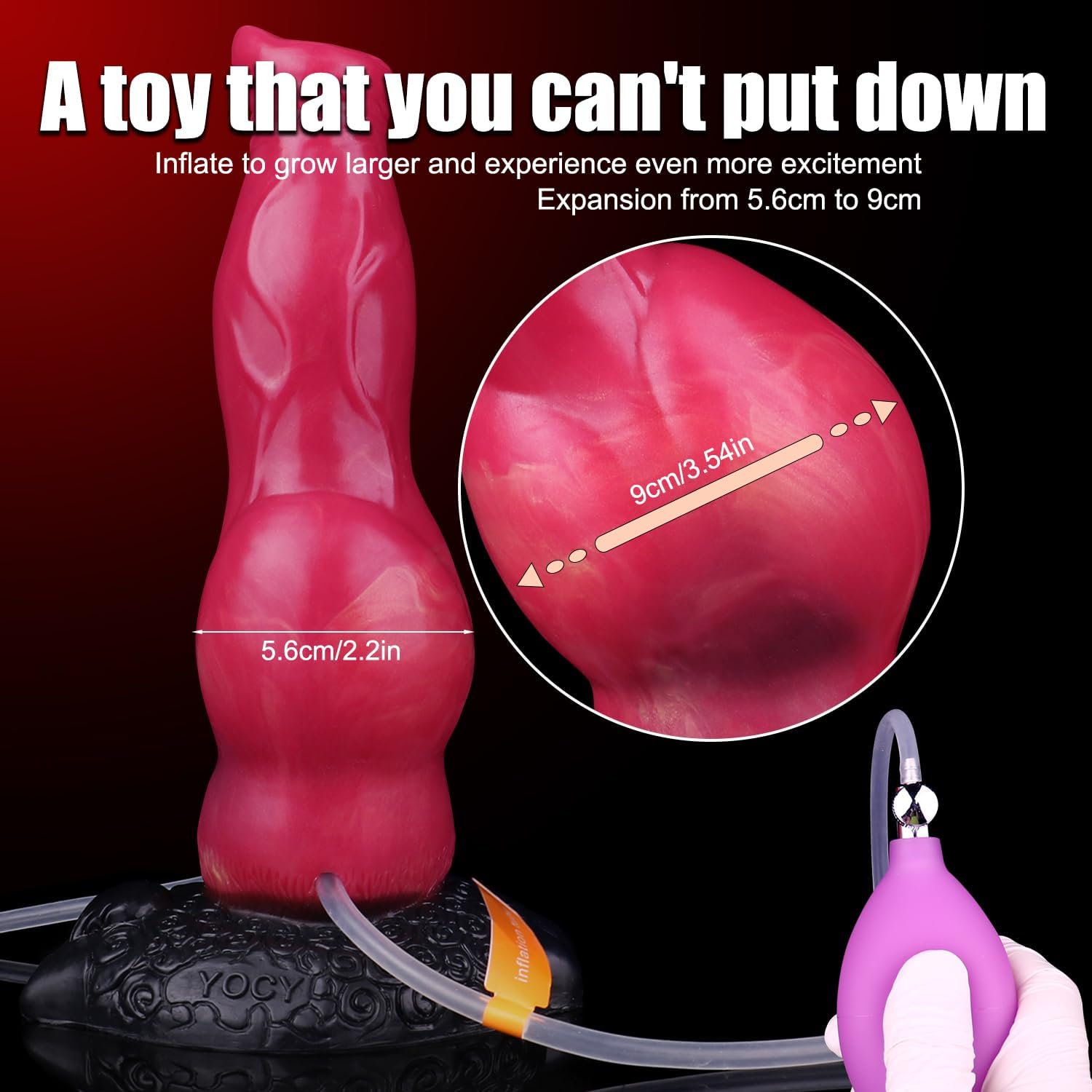 Inflatable Silicone Squirting Water Knoted Dildo Panties with Pump and Bulb, Pumping Hollow Dildo Adult Sex Toy for Women Couples