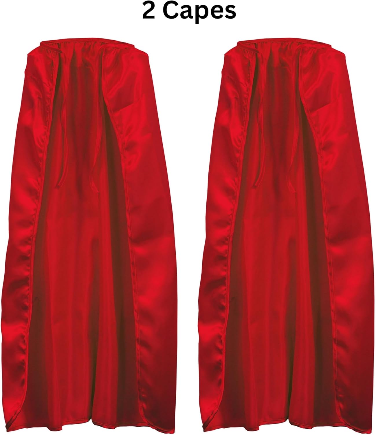 Beistle Red Fabric Capes – 2 Pack, Lightweight Polyester Costume Capes with Tie Closures, Hero Accessories for Halloween, Cosplay, Theatrical Costumes, Group Themes & Photo Booth Props, 30"