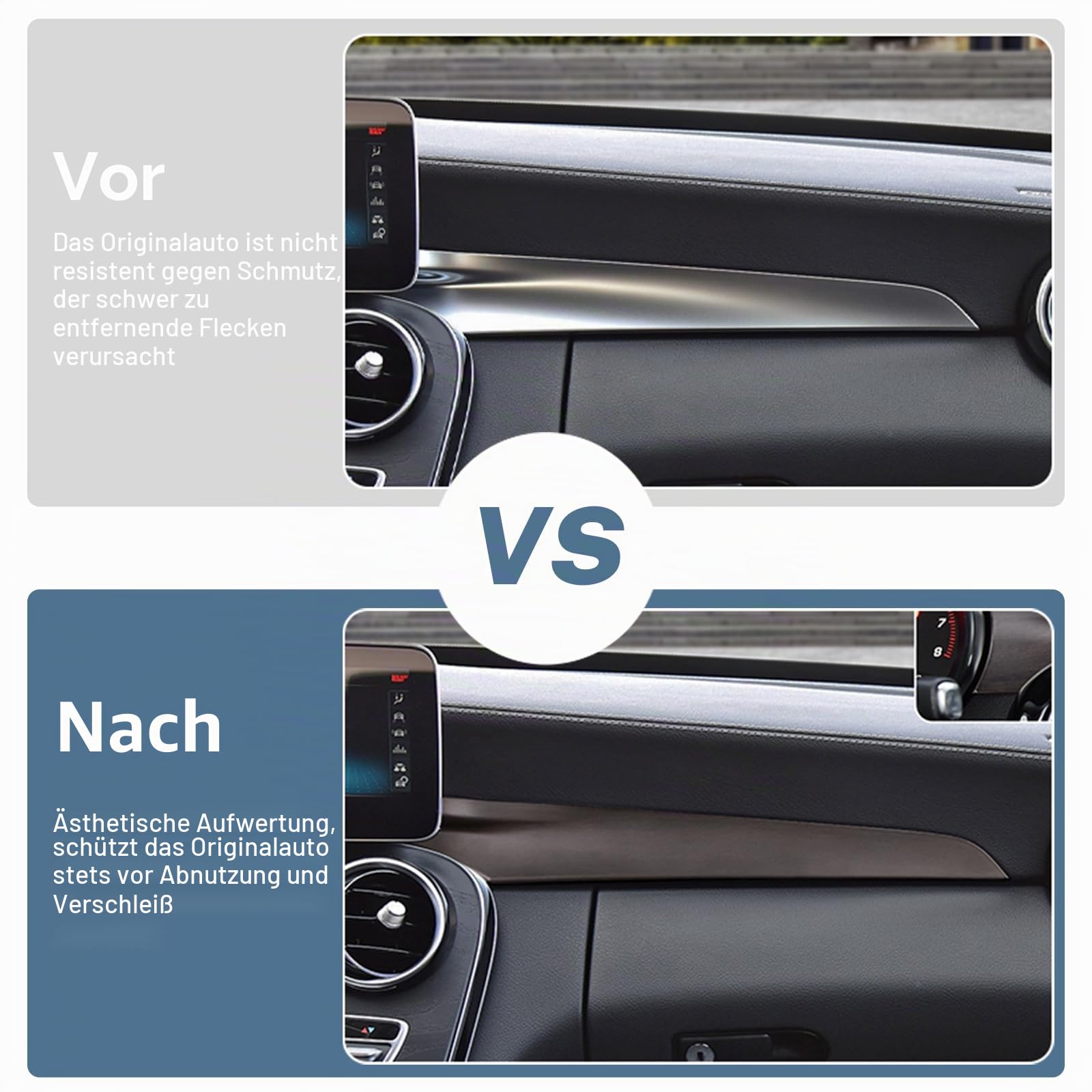 KUNGKIC Auto-Mittelkonsole Co-Pilot-Zierleiste Abdeckung Zierleiste Armaturenbrett Aufkleber Innenbereich Für Mercedes Benz C-Klasse W205 2015-2021 GLC X253 2016-2021 Zubehör ABS (Holzmaserung)
