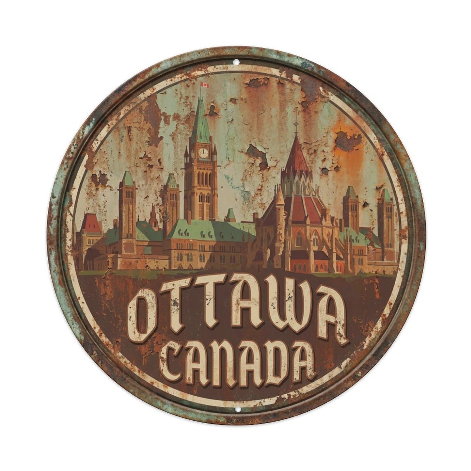 Metal Tin Sign Vintage Travel Canada Ottawa