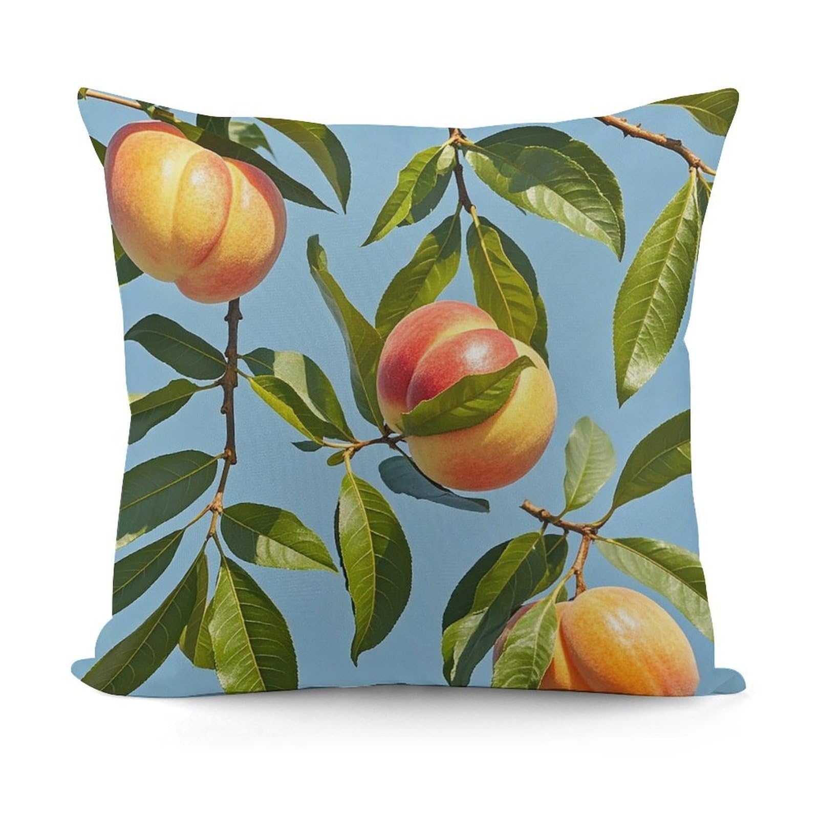 LZQPOEAS with Peach Leaves Throw Pillow Cover 18x18 in Breathable Square Pillow Case Cozy Soft Pillowcase Protector Fashion Modern Couch Cushion Case for Living Room Bed Sofa Decor