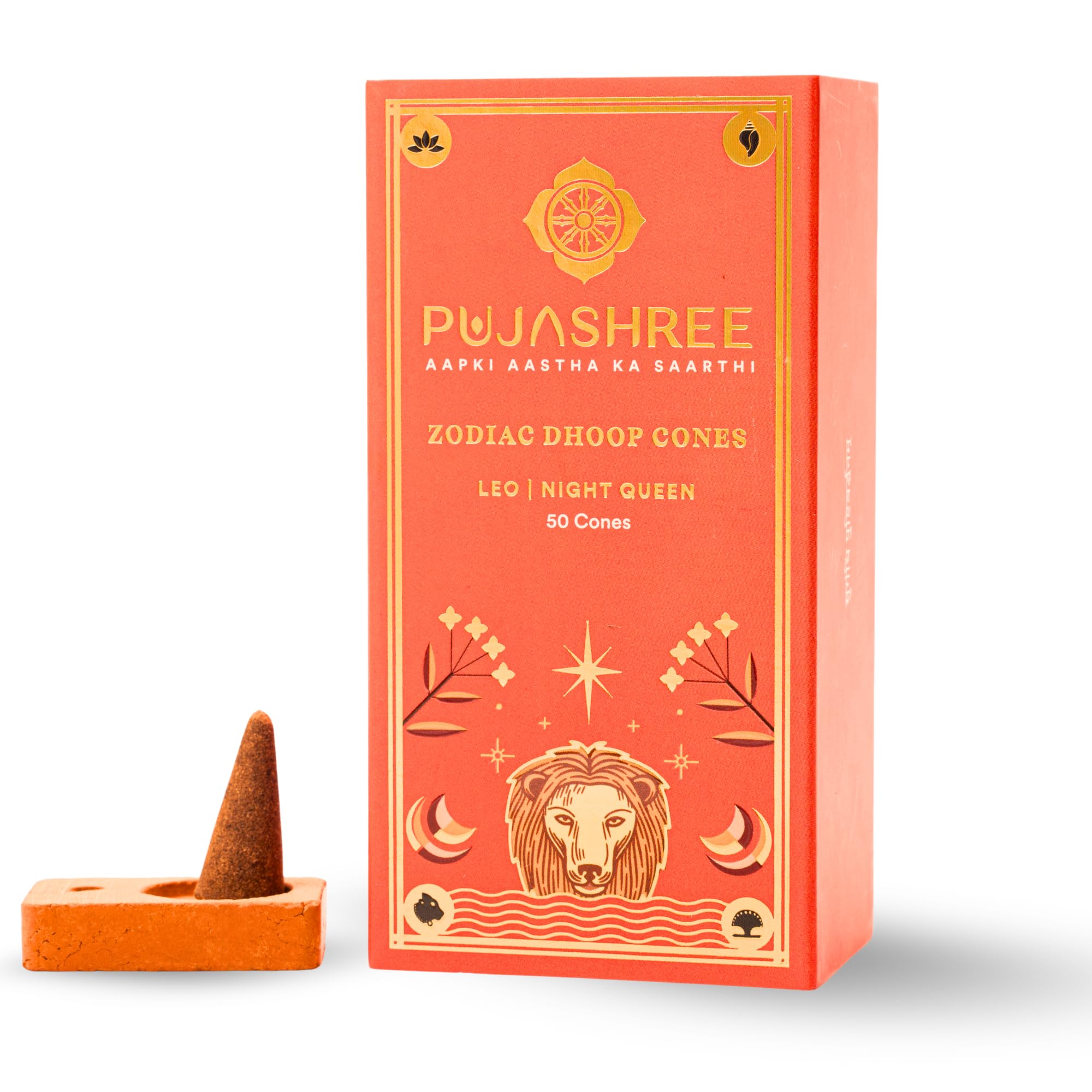 Pujashree Zodiac Dhoop Cones for Pooja |Organic & Natural Long Lasting Floral Fragrance Dhoop Cones Aroma Home Mandir Pujan (Leo, Night Queen) โ image 1