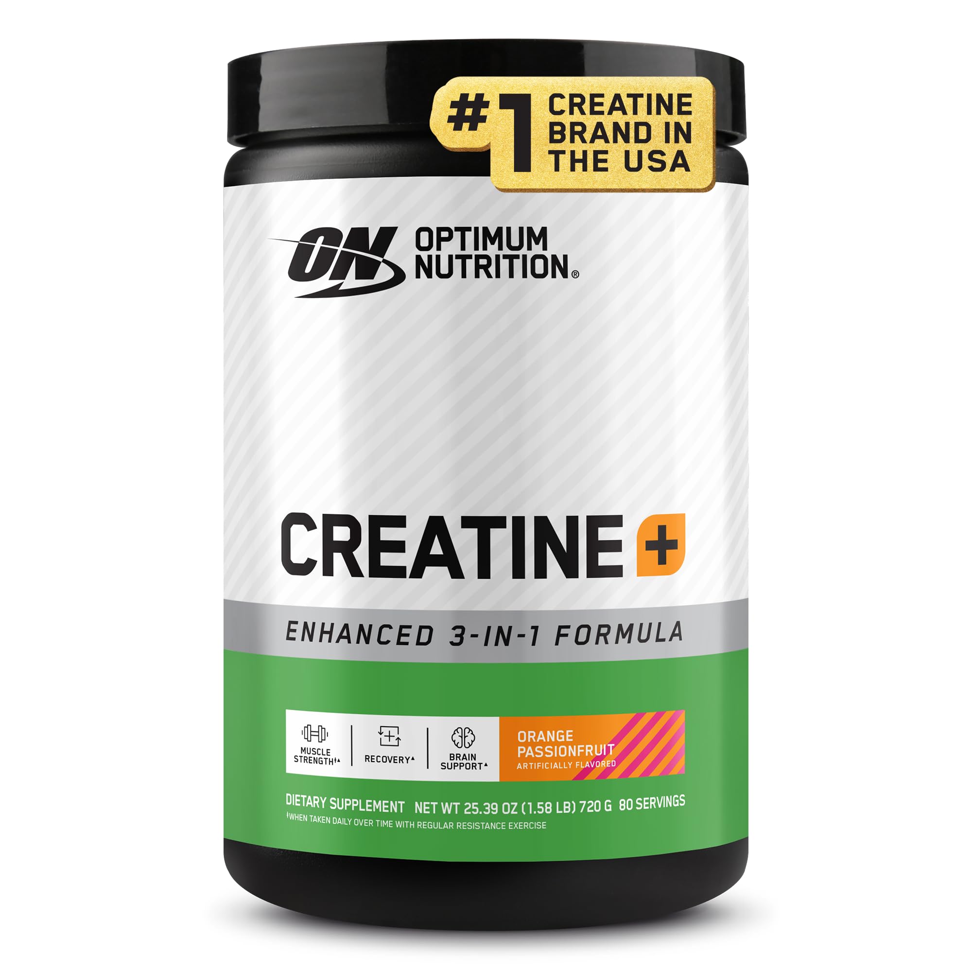 Optimum Nutrition Creatine Monohydrate Plus Powder, Orange Passionfruit Flavored Creatine Performance Blend With Electrolytes for Hydration, Added Vitamins, 80 Servings, 720 Grams (Packaging May Vary) Orange Passionfruit 720 Gram (Pack of 1)